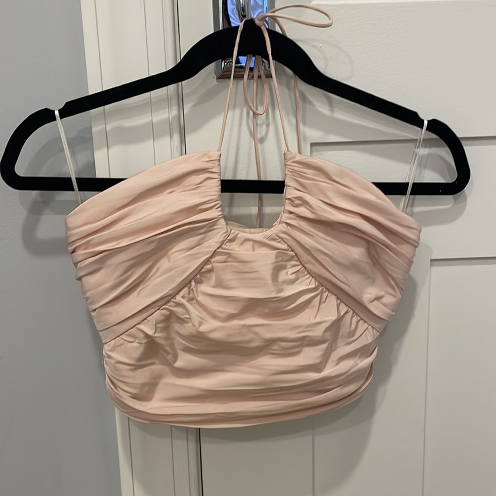 Zara Pink Ruched Crop Top